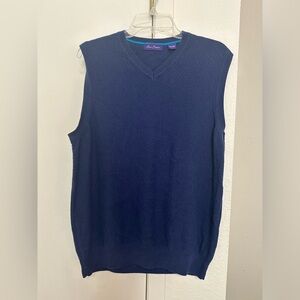 Alan flusser blue large vneck sweater vest 100% Cotton